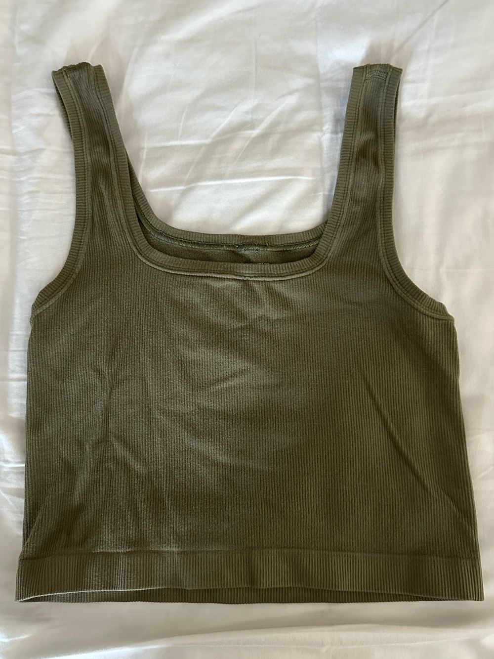 Banana Republic Olive Ribbed Cropped Tank